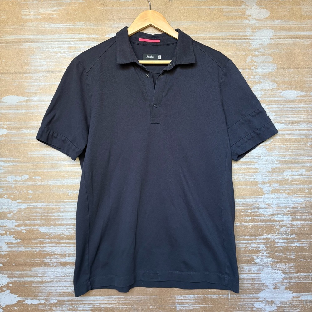 Rapha Logo Polo Shirt Black Cotton Classic Preppy Work Wear Mens XL